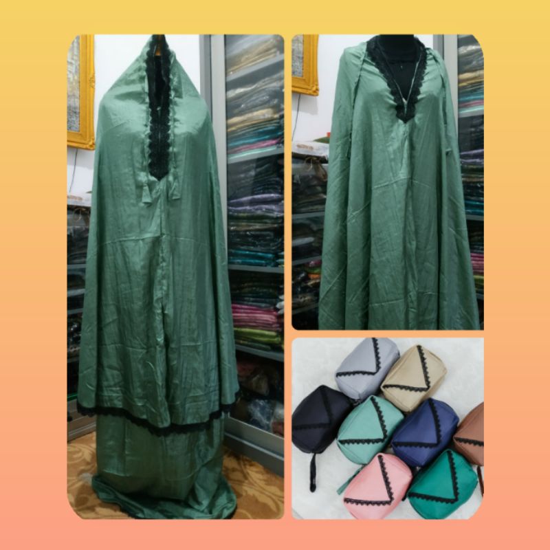 Mukena Parasut 2in 1 Renda Premium Parasut Traveling Jumbo Dewasa