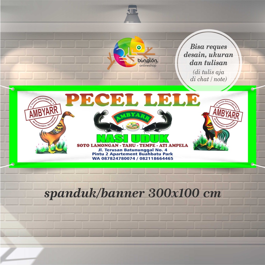 Spanduk Banner Penyetan, Pecel Lele, Nasi Uduk, Soto Lamongan