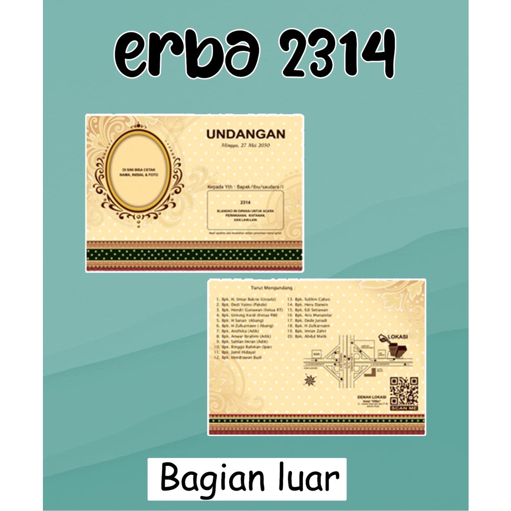

Blangko Undangan Pernikahan ERA BARU / ERBA 2314 UNDANGAN KOSONGAN/ UNDANGAN + CETAK / HARGA PER 1 PCS HARGA MURAH BERKUALITAS