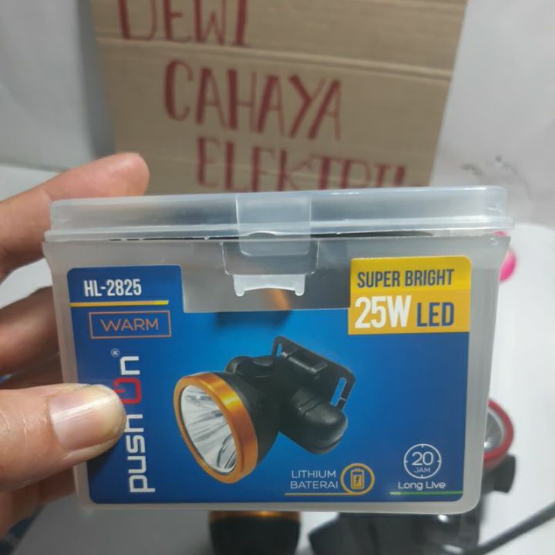 Senter Kepala LED 25 watt HL-2825 Push On Headlamp LED 25 Watt Putih dan Kuning