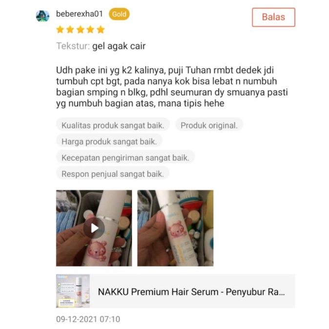 NAKKU Hair Serum Penyubur Rambut Bayi Anak - Paket Bundling 2 Botol