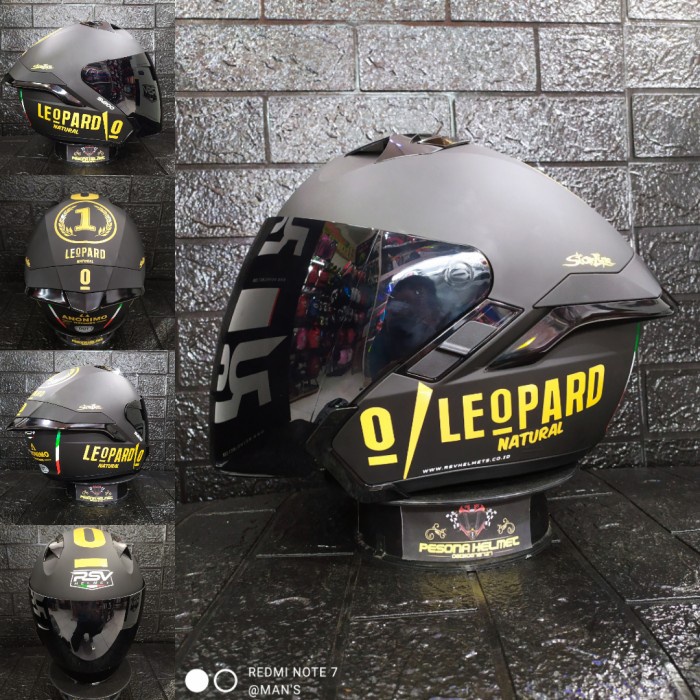 HELM RSV SV300 stiker leopard /black doft, paket ganteng