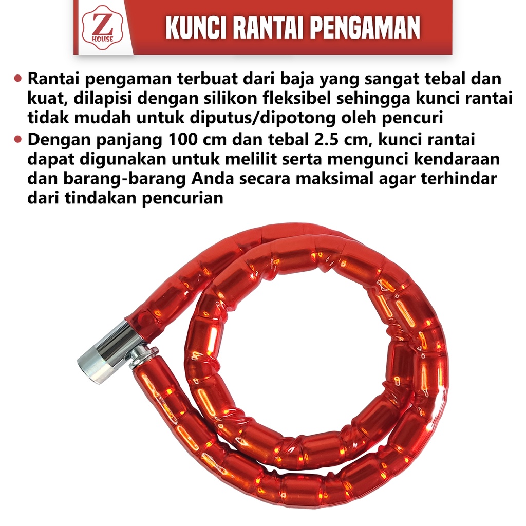 Gembok / Kunci / Rantai Sepeda Kunci Gembok Sepeda Anti Maling Cable Coil Lock Stainless Steel gembok kabeI sepeda dengan kunci kepala besi helm