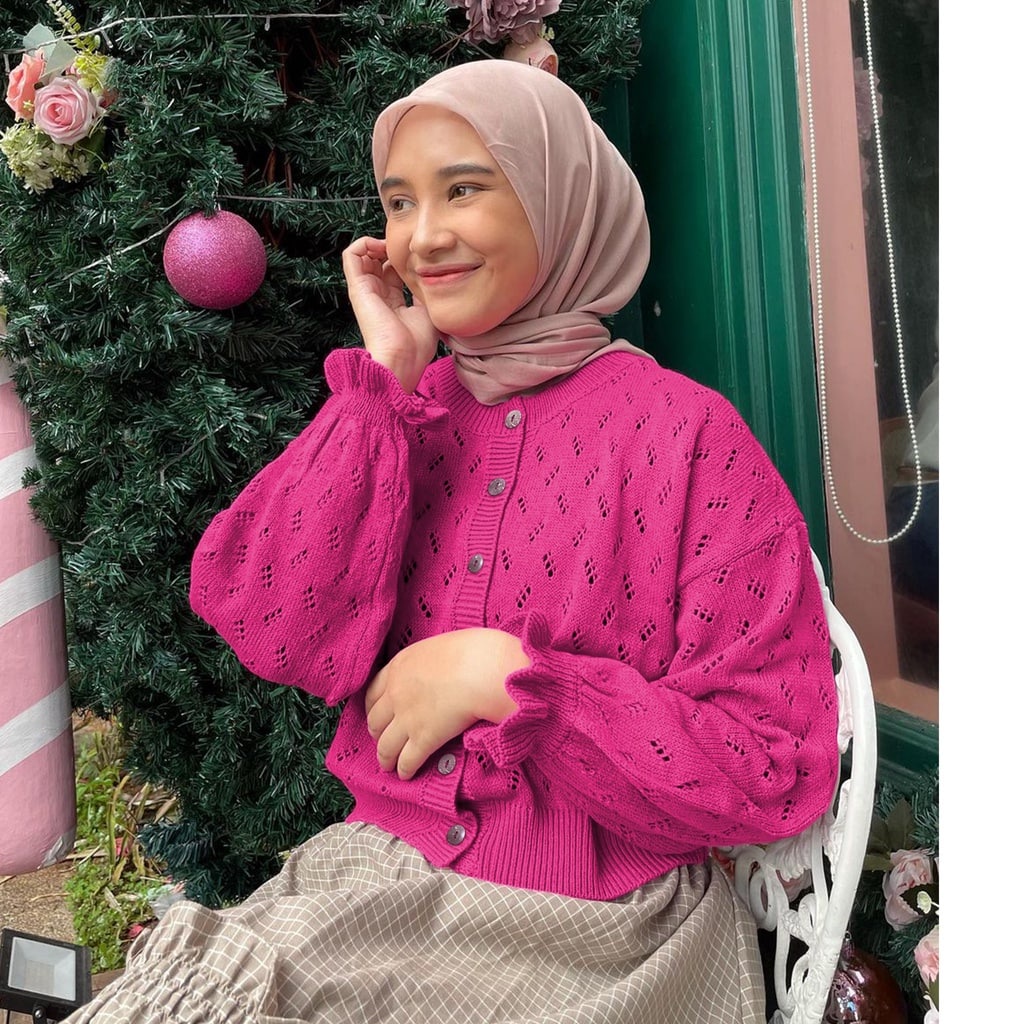 ATASAN CARDIGAN KNIT MOTIF RAJUT