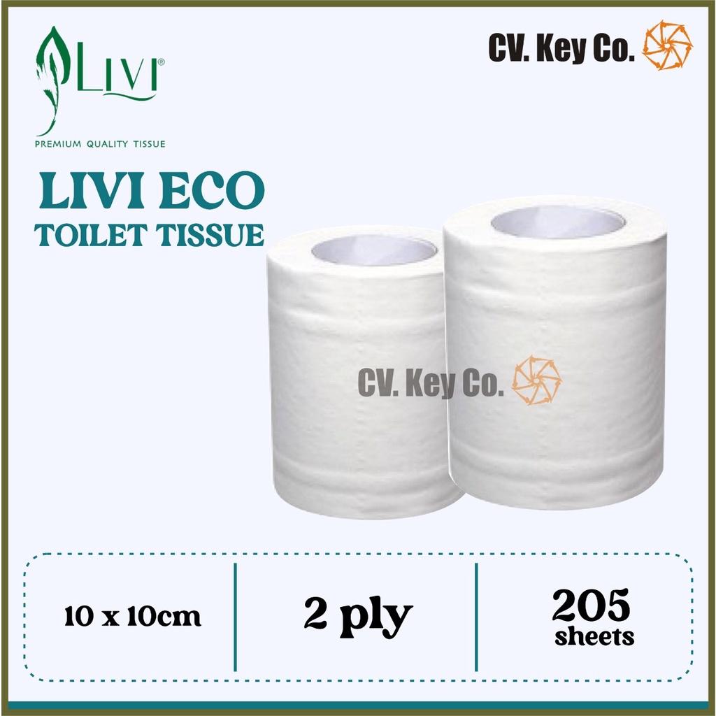 Tisu Gulung/Tissue Rol Toilet LIVI Eco Smart, Satuan, 2 ply, 205sheets