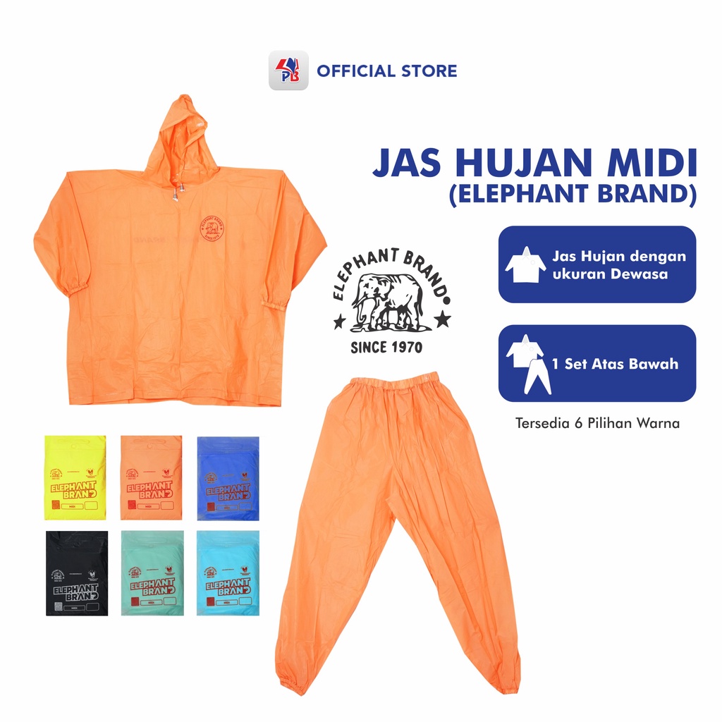 Jas Hujan Dewasa PVC Karet Midi Murah Jumbo Gajah