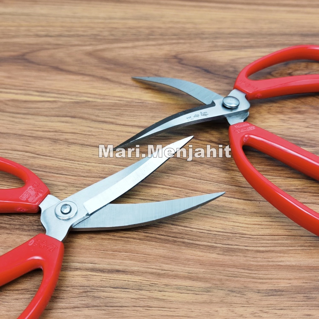 Gunting Bordir Merah Lengkung Bengkok Lengkuk Stainless 154mm