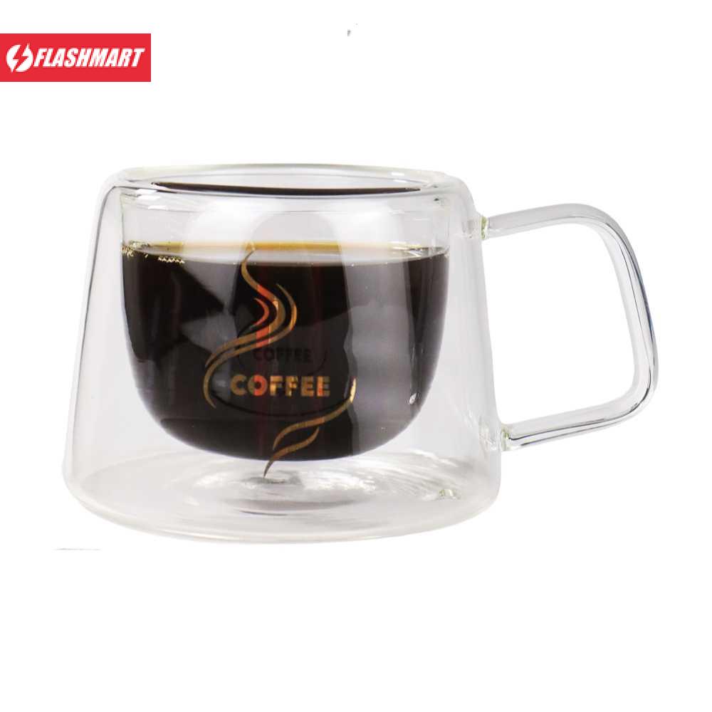 Flashmart Cangkir Kopi Anti Panas Double Wall Glass 200ml - DOME240