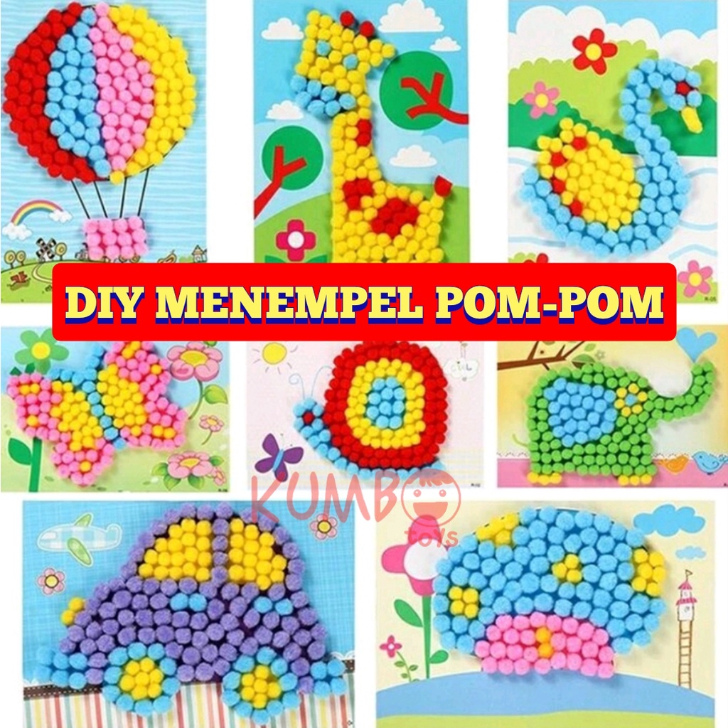 Mainan Edukasi Anak DIY Menempel Pom Pom Prakarya Kerajinan Tangan