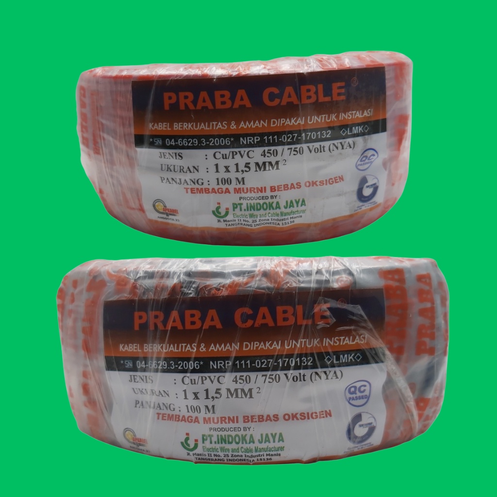 Kabel Llistrik Tunggal NYA 1,5 100MM Kabel NYA Praba 1,5 100 Meter