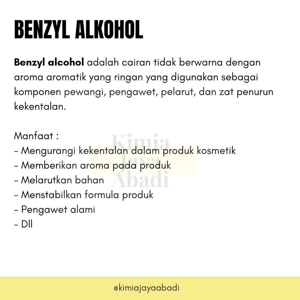 Benteng Onderdil Benzyl Alcohol / Benzyl Alkohol 500 Gram