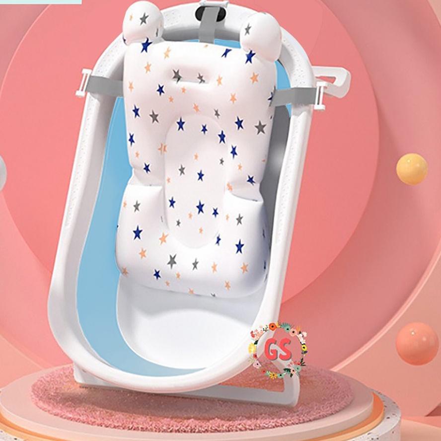 ❈ LAYCHEE - Bak Mandi Lipat Bayi + MATRAS / THERMOMETER Silicone Foldable Baby Bathtub ➮