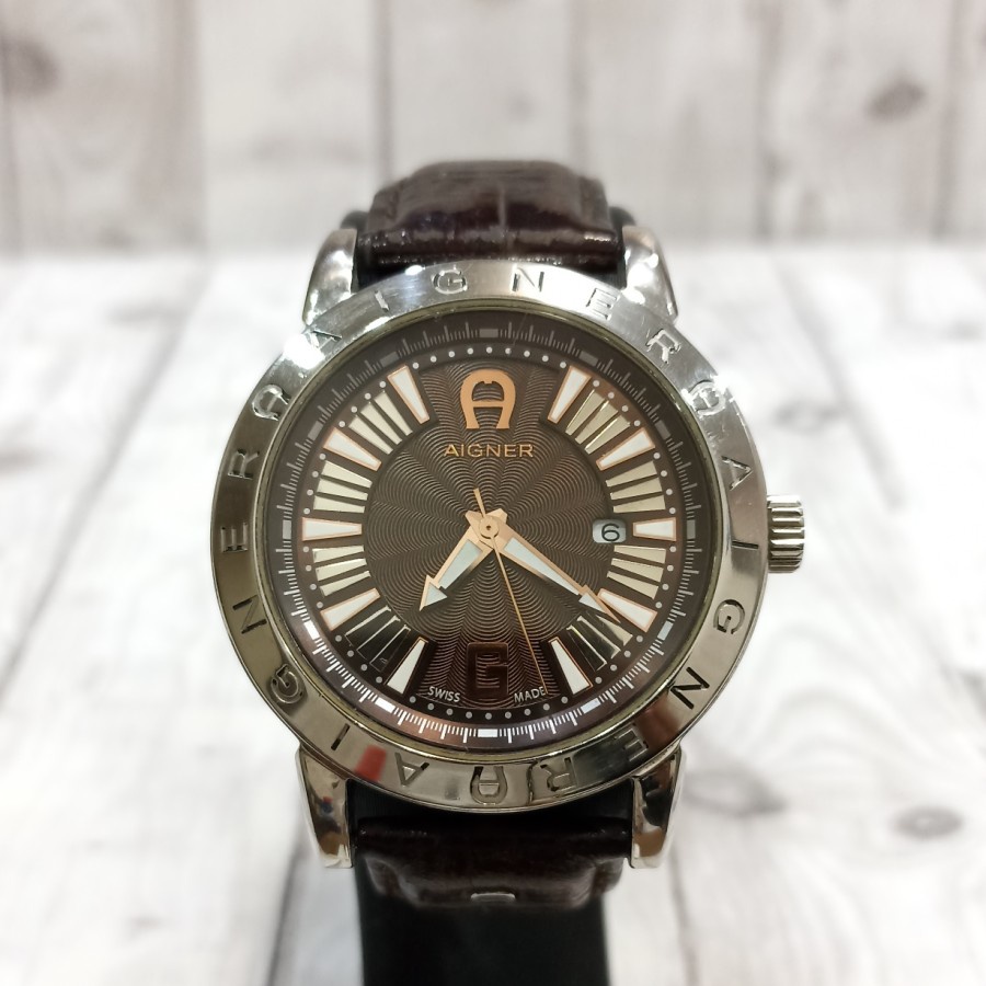 Jam Tangan Aigner Cortina Quartz Kulit Pria Cowok Laki-Laki Mewah Original Branded Asli Murah Terbar