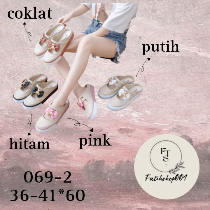 Sandal selop wanita import kekinian 069-2 size 36-41 Termurah