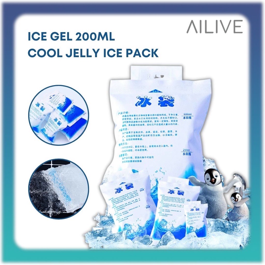 Ice Gel Pack 200 ML Kantong Air Es Pendingin Lunch Bag Tas ASI Ice Gel Blue Cool Jelly Cooler 200ML