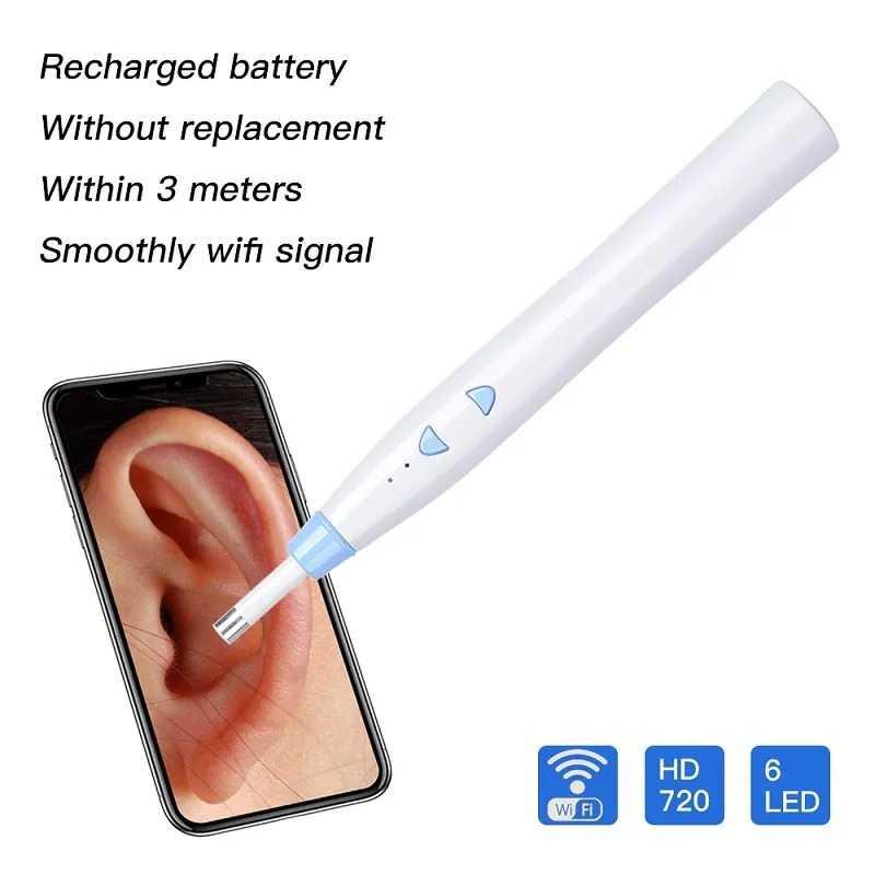 Kamera Endoskopi Pembersih Telinga Otoskop Endoscope Wireless - Z20 - White/Blue