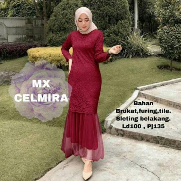 STOK TERBARU MAXI CELMIRA DUYUNG BRUKAT REALPICT/DRESS WISUDA /DRESS MUSLIM DUYUNG/GAMIS DUYUNG /MX 
