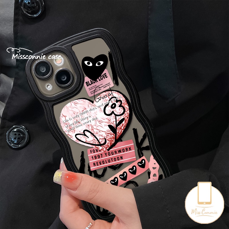 Fashion Comme des Garcons Case Realme C53 10 C55 C35 C12 C11 2021 C3 C15 C21Y 9i 5i C25 C25s C25Y C20 C20A C11 6i 5 5s C1 C2 Ins Graffiti Love Heart Flower Wavy Edge Soft Cover