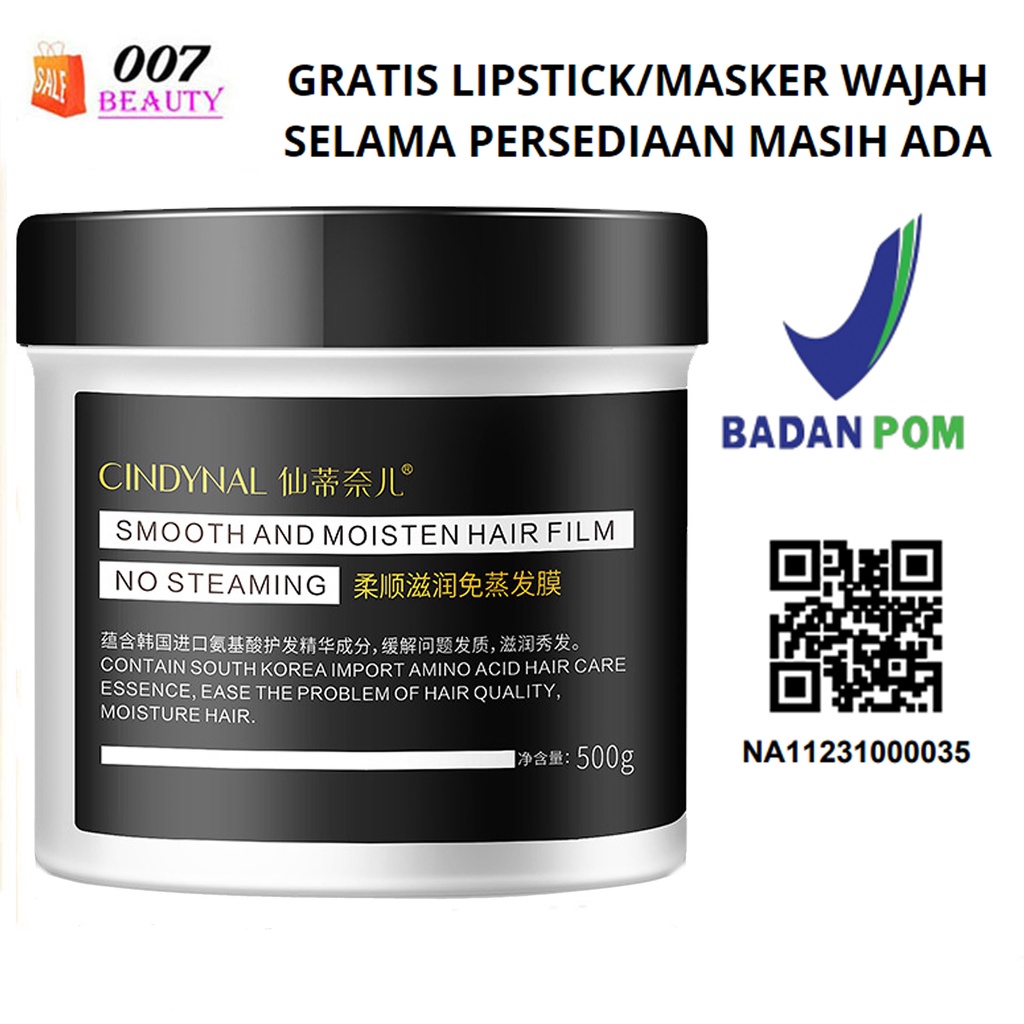 BPOM Pelurus Rambut Tanpa Catok Cindynal Hair Mask Smooth And Moisten Hair Film No Steaming / PinkyPinky - Masker Rambut Creambath Hair Mask