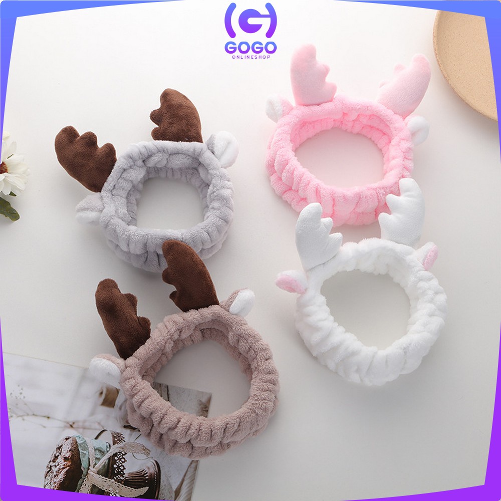 GOGO-C68 Bandana Masker Bando Korea Facial Motif Tanduk Rusa Lucu Wanita / Bendo Kain Bludru Karakter Headband Fashion Cewek Import