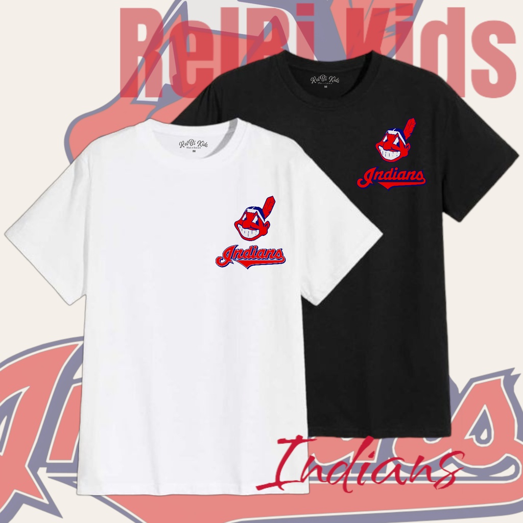 Relbi Kids Kaos Anak Baseball Indians MLB Baju Baseball Anak Tshirt Distro Kids Laki laki Perempuan 