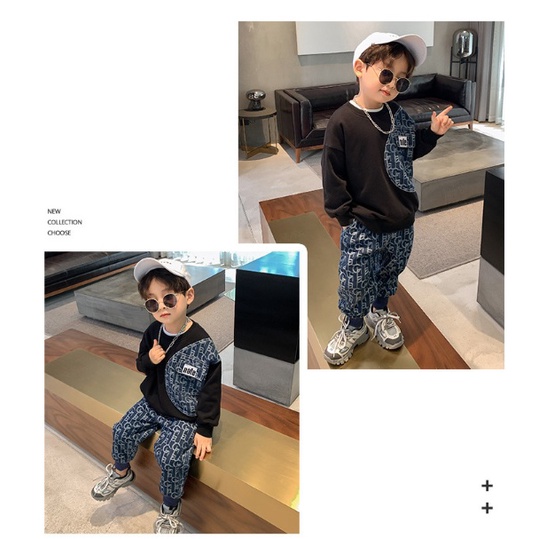 Setelan anak laki laki import setelan sweater anak cowok impor sweater lengan panjang sweatpants anak laki laki fashion-NOTE