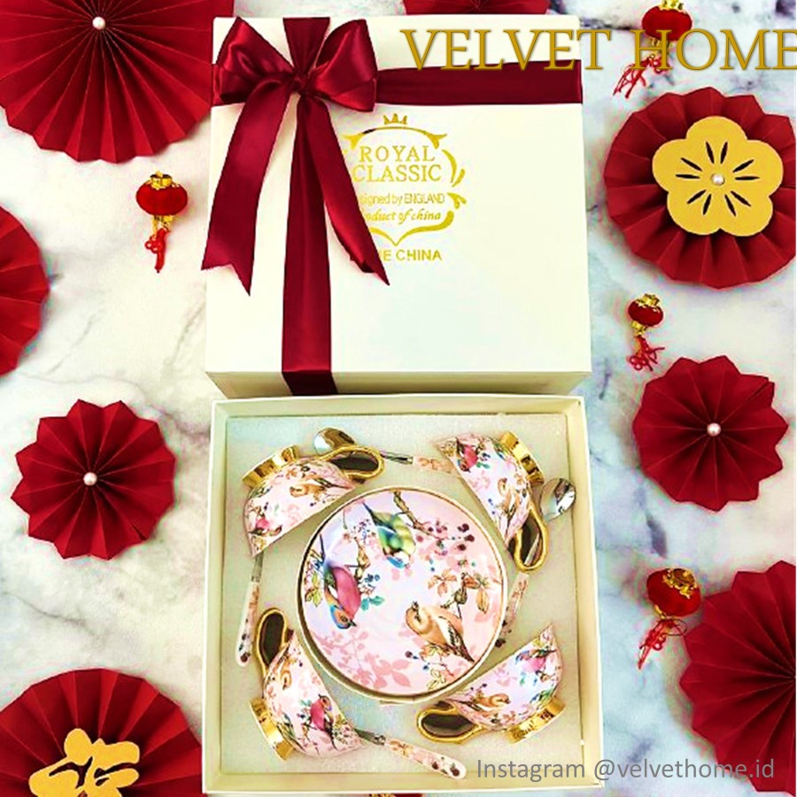 Korean Cup Set For 4 Tea Cup Cangkir Pink Korea Hampers Lebaran Hari Raya Idul Fitri Kado Natal Imle