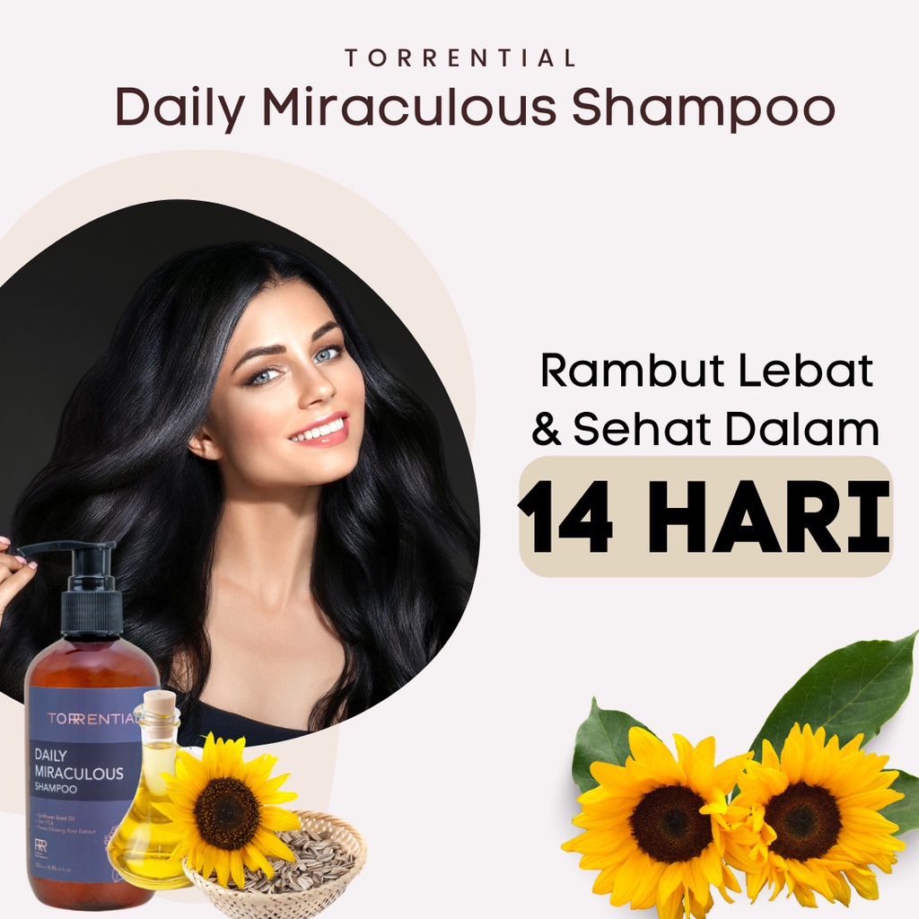 Shampo Shampoo Sampo Sampoo Penumbuh Penyubur Penebal Perawatan Pencegah Rambut Rontok Botak Ketombe Bercabang kering Rusak Uban Torrential daily Miraculous Hair Care Treatment Cepat Ampuh Original BPOM