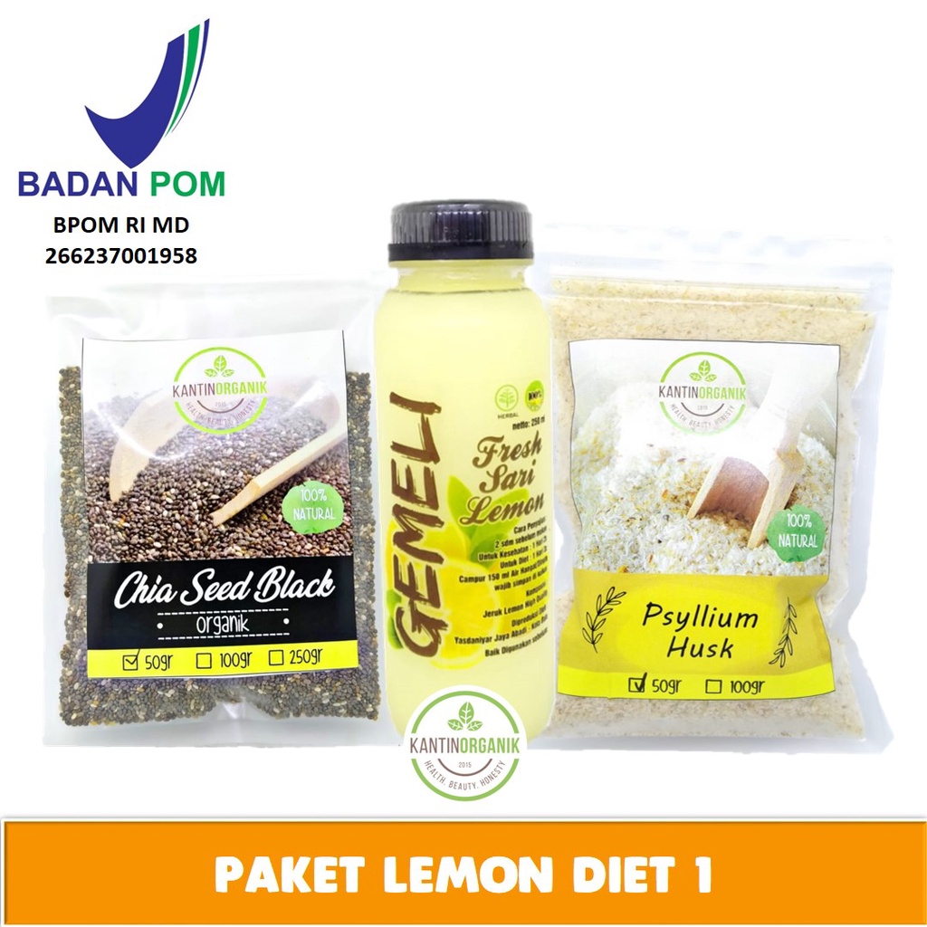 

Paket Diet Lemon 1 (Sari Lemon Gemeli 250ml + Chiaseed 50gr + Psyllium 50gr)