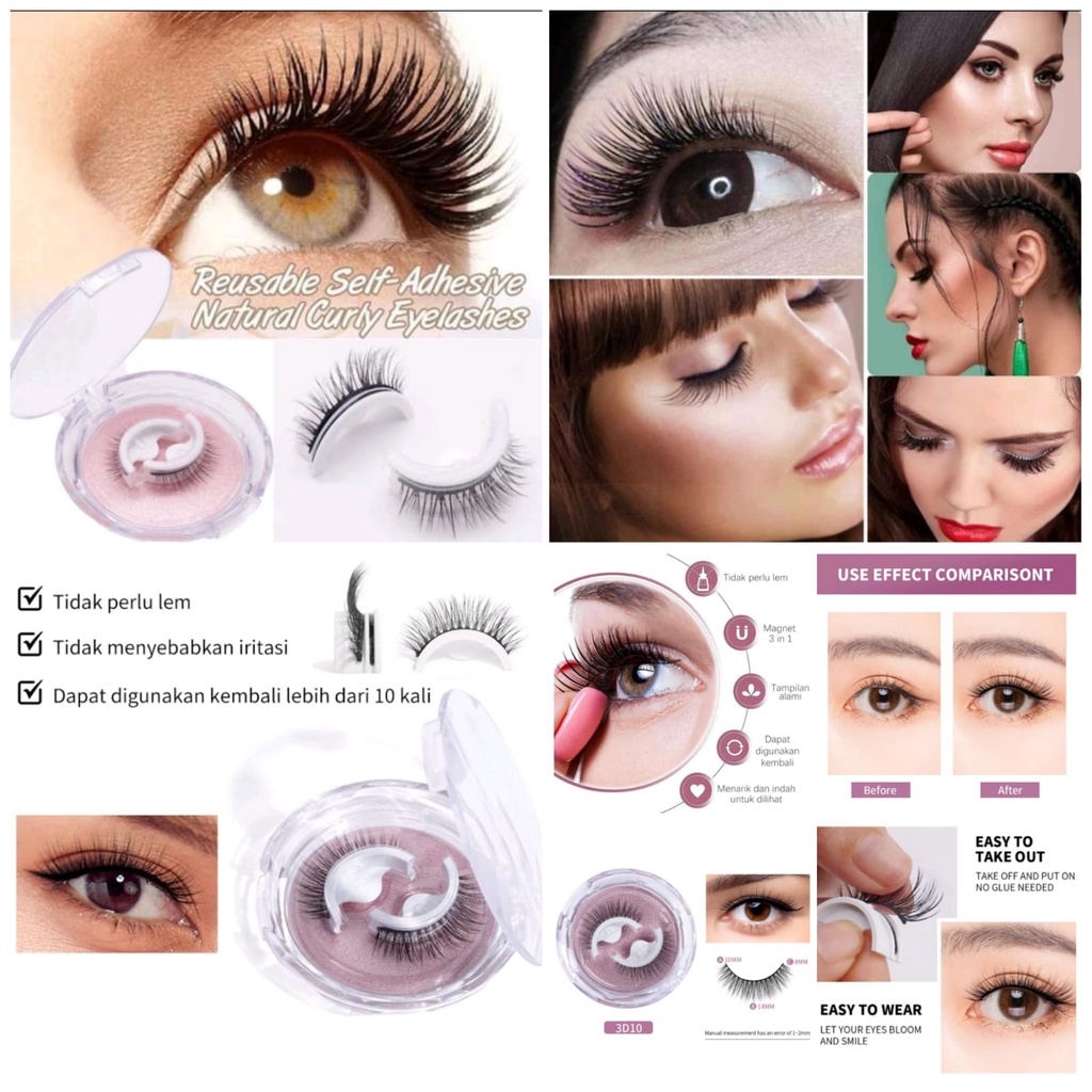 Bulu Mata Palsu 3D Eyelash Extension Tanpa Lem Perekat Waterproof