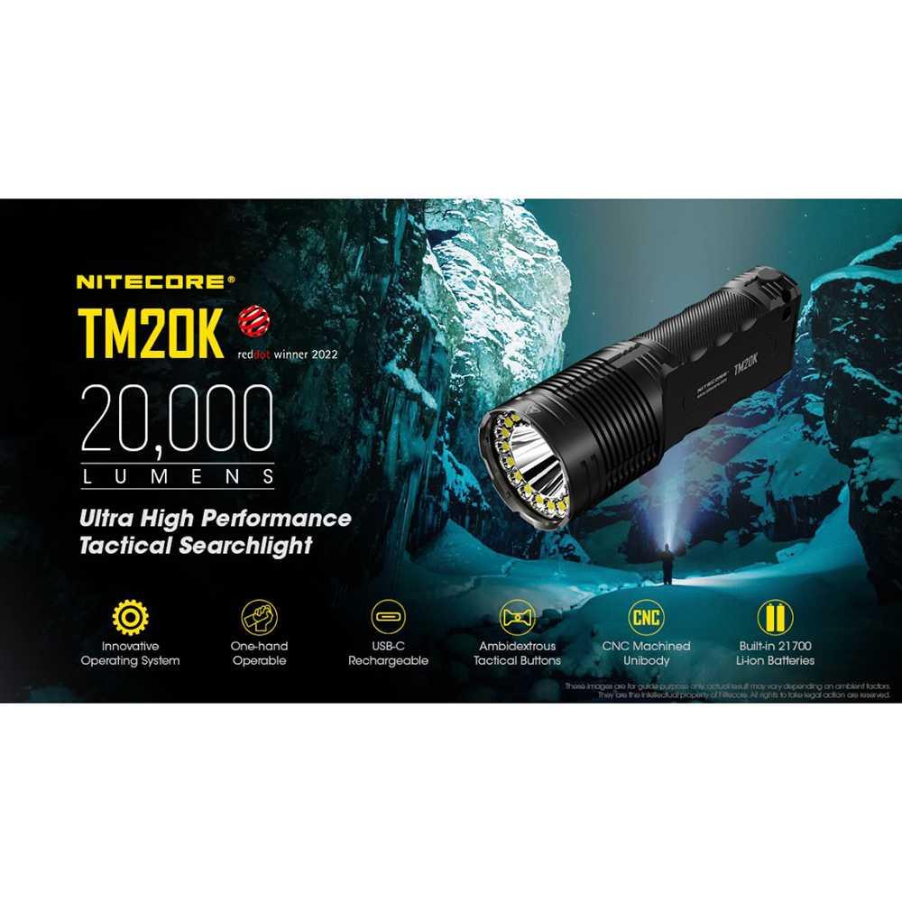 NITECORE Senter Ultra High Performance Tactical IP68 20000 Lumens - TM20K - Black