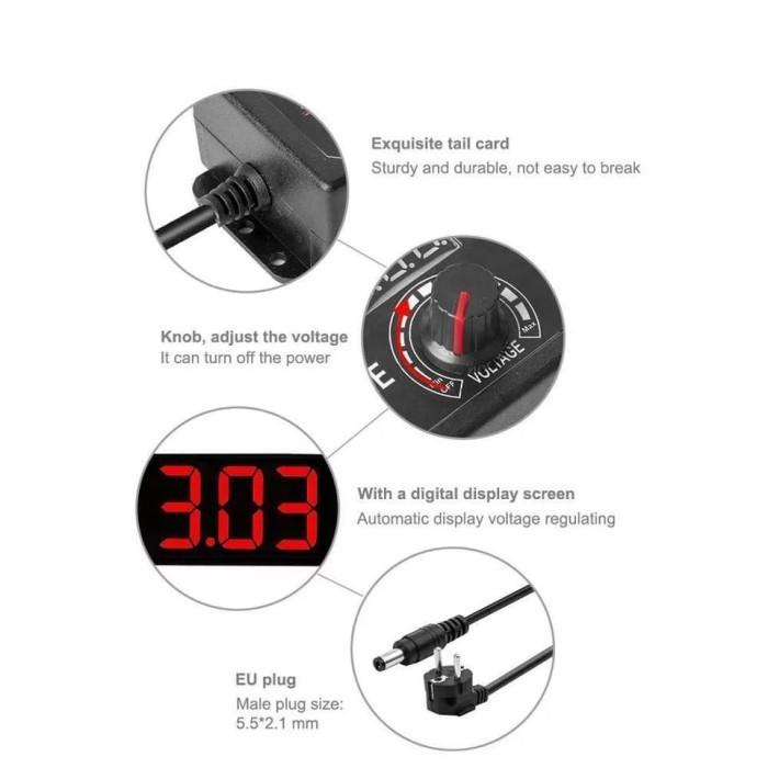 Adjustable Adaptor 3V 24V 3-24V DC 5A Power Supply Display Voltmeter