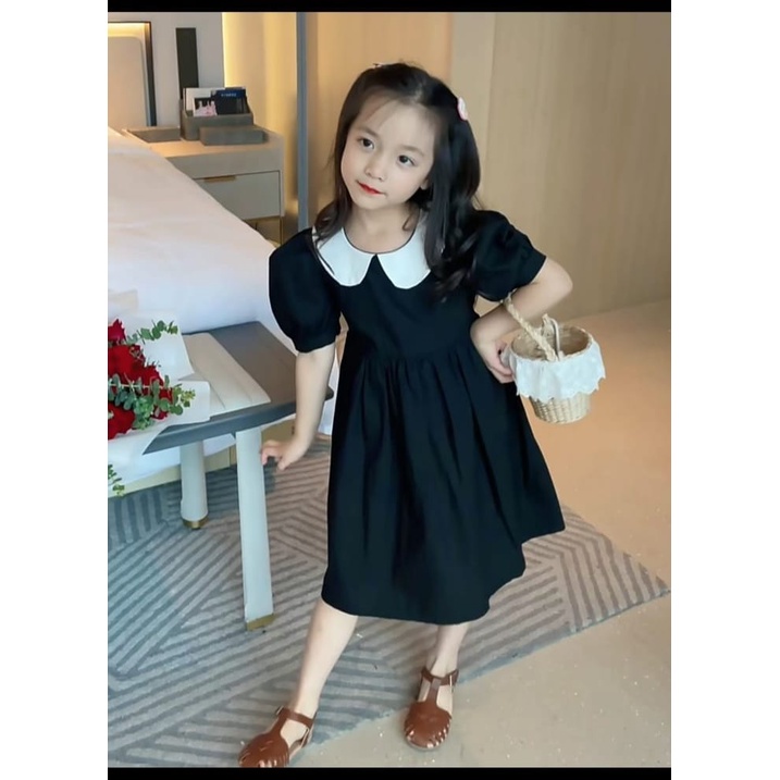 Jimmedy.id - Dress Anak Perempuan Polos Bahan Katun Untuk Anak Usia 3-7 Tahun