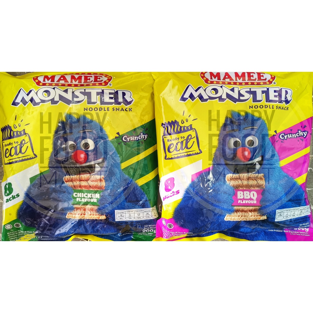 

[HALAL] MAMEE MONSTER 200 GRAM/MAME SNACK NOODLES/MAKANAN RINGAN/BBQ/AYAM/SNEK MIE KREMES/CEMILAN ANAK MI REMES/NOODLE