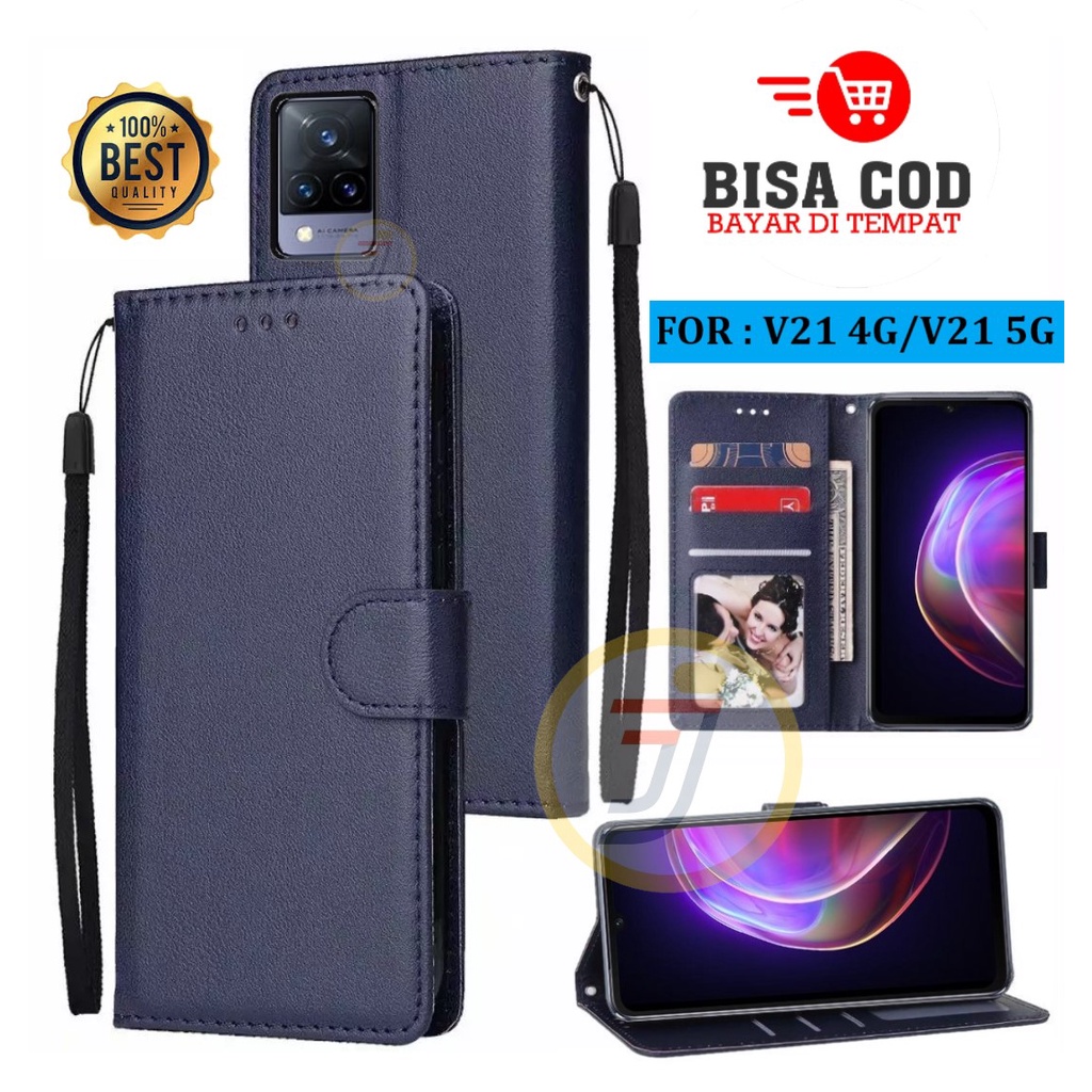 Flip Case Untuk Vivo V21 4G/Vivo V21 5G Casing Dompet Case Wallet Leather Flip Case casing hp leathe