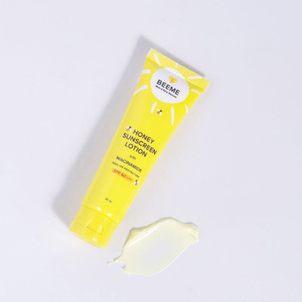 BEEME Honey Sunscreen Lotion with Niacinamide SPF 50+++ 20gr / BEE ME Suncreen Matahari Ibu Anak Bayi / BEEME MEMBER PLATINUM BANDUNG