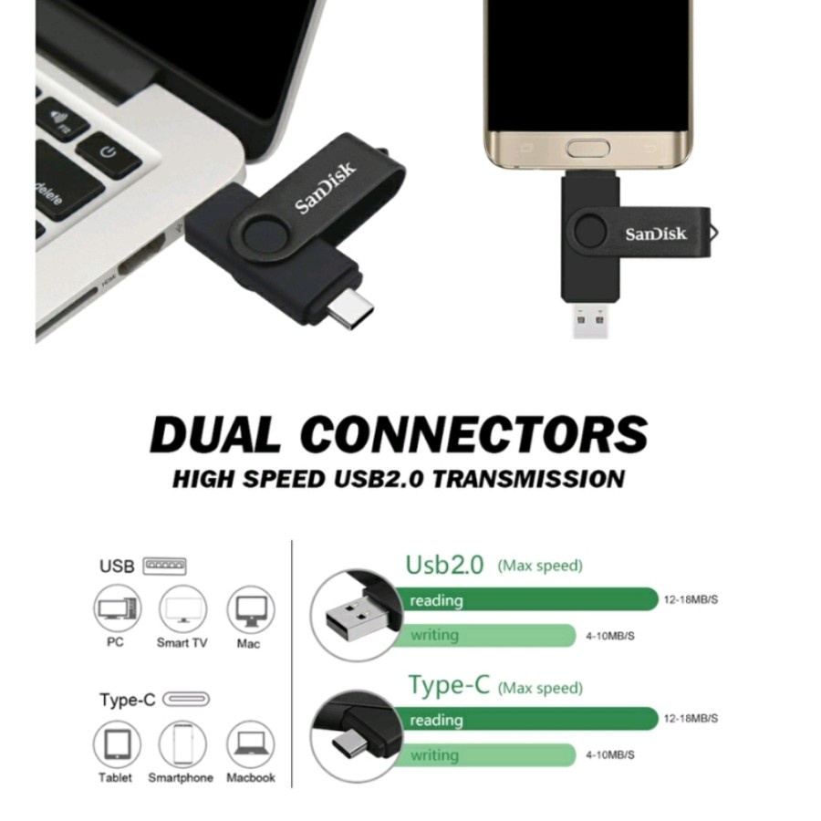 FlashDisk OTG USB Type C 3.1 HP Dual Drive Flash Disk Memory 32GB 64GB  *****