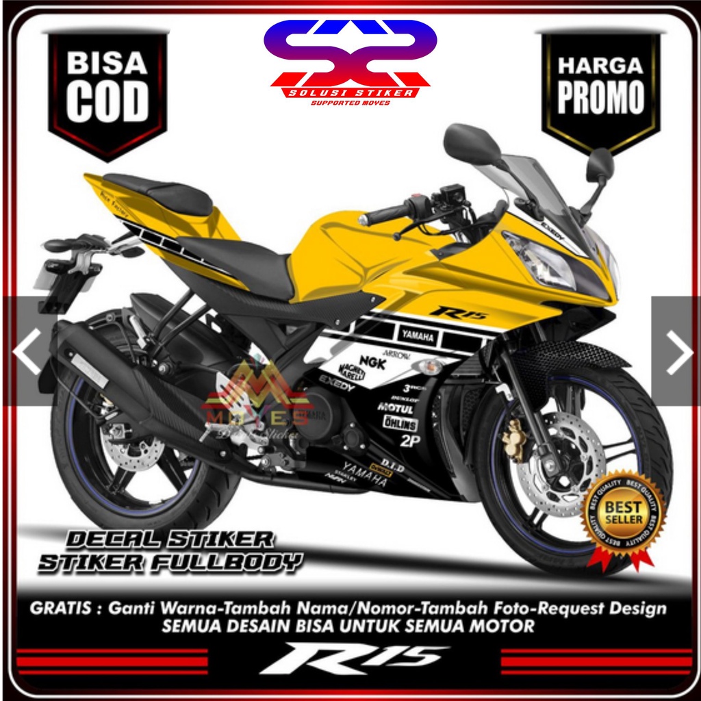 TERBARU Stiker Decal r15 v2 Motif Kuning Racing fullbody