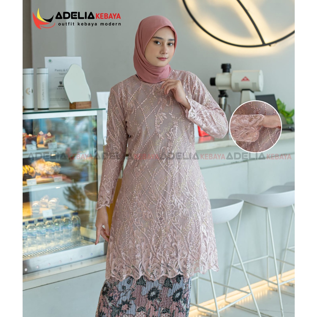kebaya tunik erina - baju kebaya tulle bordir - model kebaya terlaris 2023 - stelan kebaya outif pesta dan kondangan