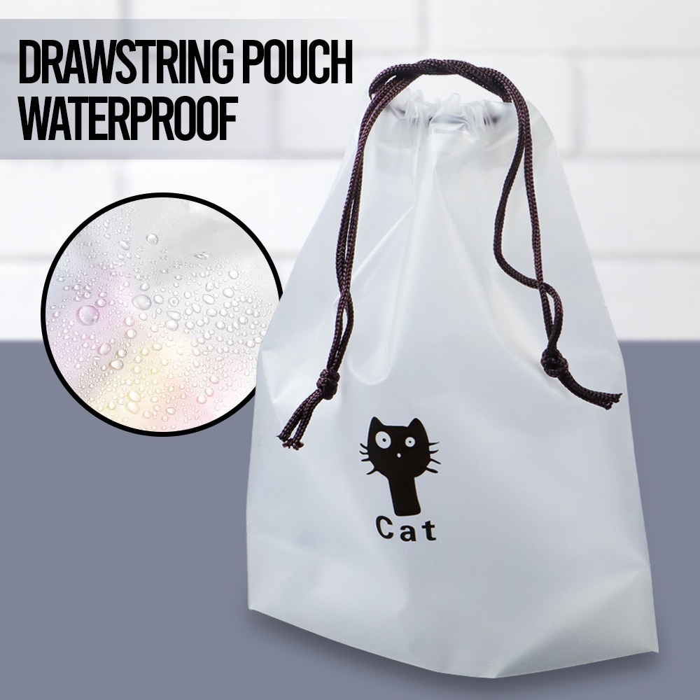 Kantong Pouch Plastik Serut Organizer Drawstring Bag - VB - White