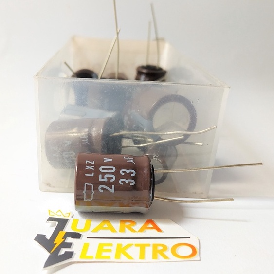 KAPASITOR ELCO 33uF / 250V (1 Pcs) | Capasitor Elko 33 uF/250 Volt LXZ