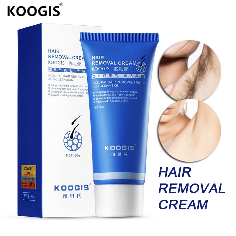 【COD】KOOGIS Krim Penghilang Bulu / Penghilang Bulu Permanen / Cream Perontok Bulu / Perontok Bulu Permanen / Hair Removal Cream 60ml - Men Women Powerful Permanent Stop Hair Growth Inhibitor