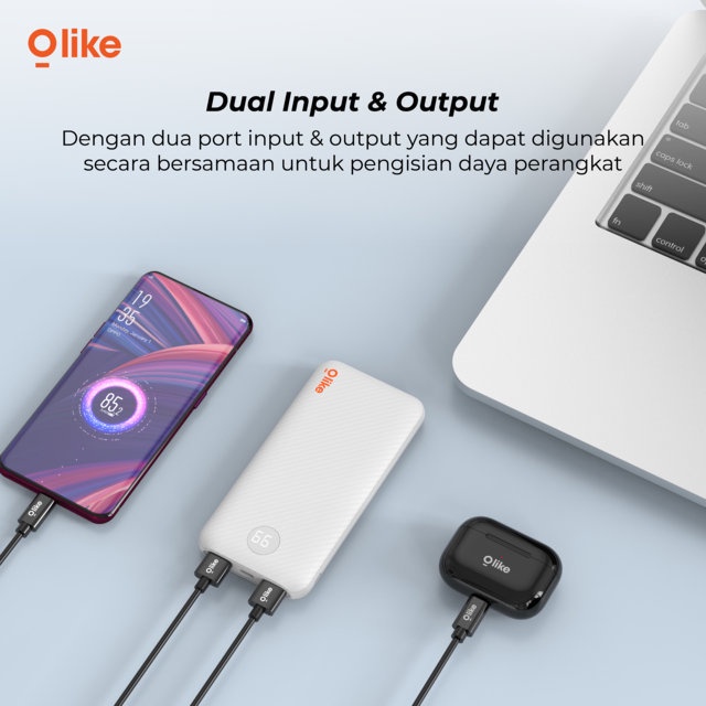 Olike P1 Powerbank 10000 mAh Dual Input Dual Output Battery Display Fast Charging
