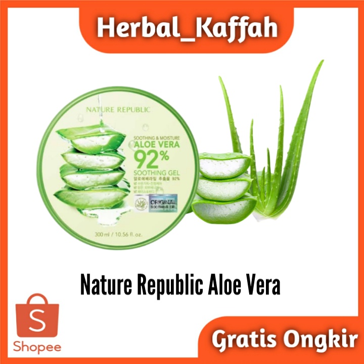 Aloe Vera Nature Republic 92% Soothing Gel 300ml Original 100% Dari Korea pelembab wajah