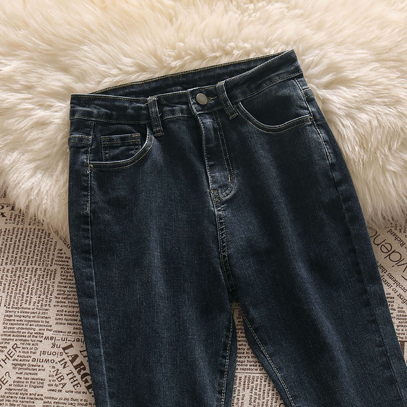 Kelabu hitam Cutbray Jeans / Highwaist Skinny Celana Jeans Wanita (realpict)