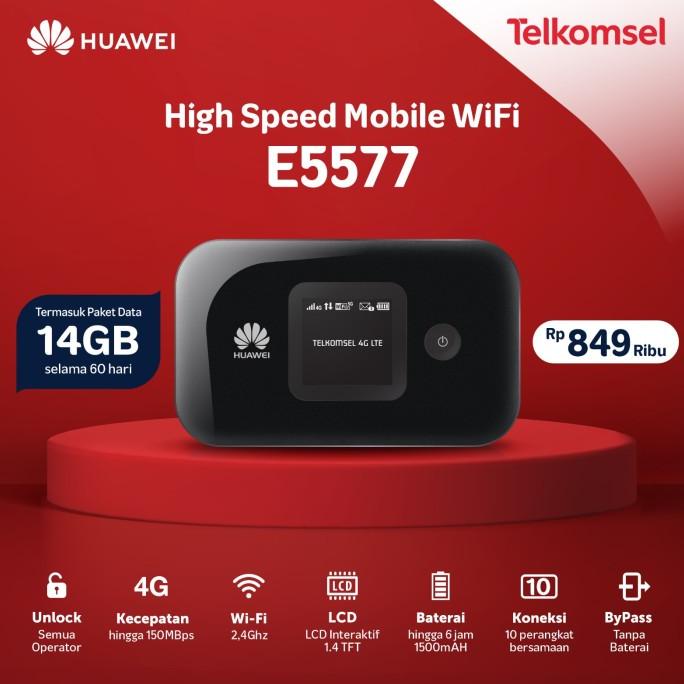 Mifi Modem Wifi Router 4G Huawei E5577 Telkomsel Unlock Free 14Gb