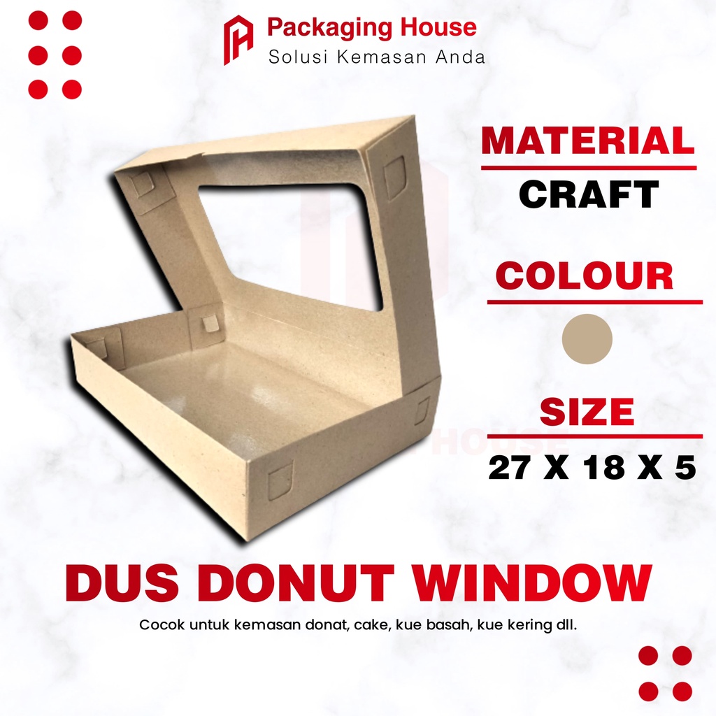 

[10 pcs]Dus Donat Window isi 6 Laminasi | Box Donat 27 x 18, 5 x 5 cm | Dus Kemasan Donat | Dus Donat Laminasi |