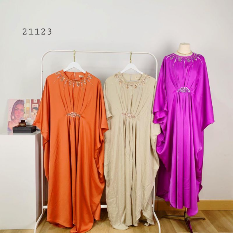LONG MAXI WANITA KAFTAN POLOS EXTU HERITAGE PREMIUM GAMIS KALONG SATIN POLOS PREMIUM VARIASI PAYET L