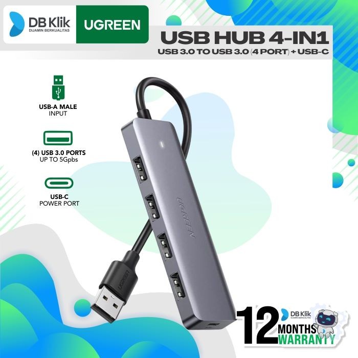 USB HUB 4in1 UGreen USB 3.0 to USB 3.0x4Port + USB-C (50985)