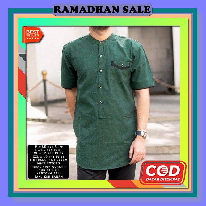 Baju Koko Lengan Pendek Pria Dewasa Super Premium/Baju Muslim Songket [Hatta Koko M Ni]Baju Koko Pri